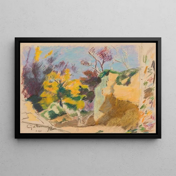 Landscape with Trees and Rocks and Color Tests - Armand Guillaumin — framed artwork on a wall