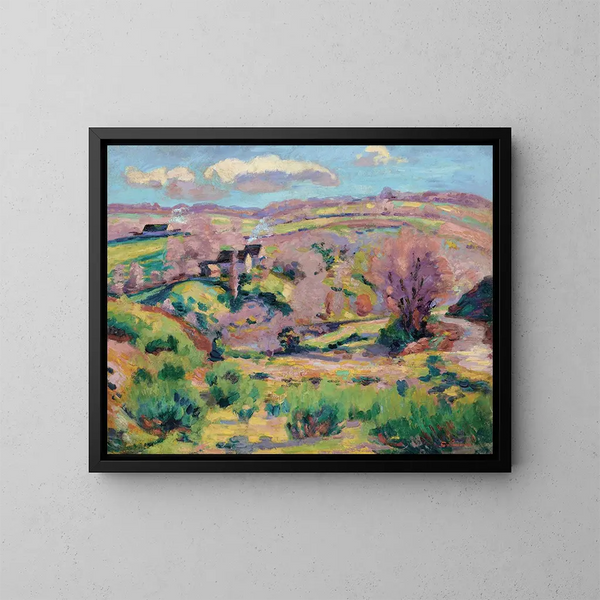 Landscape of the Creuse in Spring - Armand Guillaumin — framed artwork on a wall