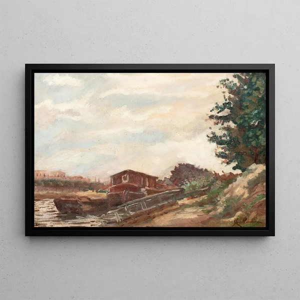 Péniches en Île-de-France - Armand Guillaumin — framed artwork on a wall