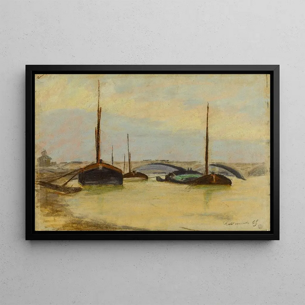 Péniches sur la Seine - Armand Guillaumin — framed artwork on a wall