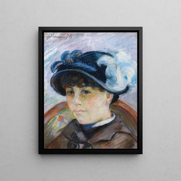 Portrait of a Young Woman - Armand Guillaumin — framed artwork on a wall