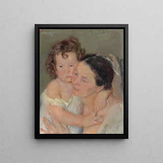 Mother and Child - Armando Spadini — framed artwork on a wall