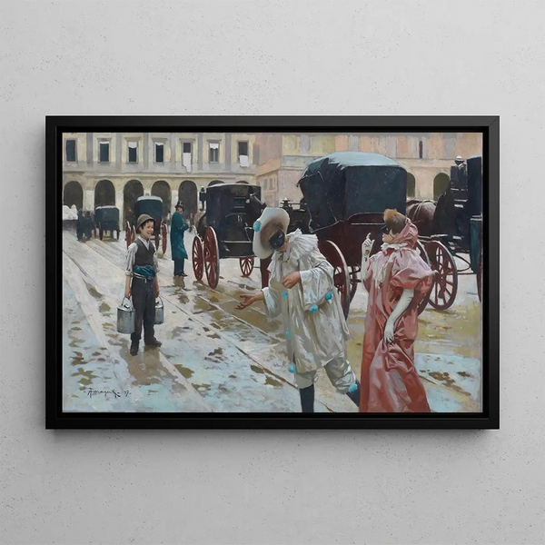 Carnival Piazza della Scala Milan - Arnaldo Ferraguti — framed artwork on a wall