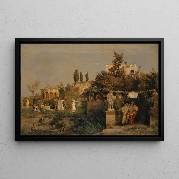 Roman tavern painting - Arnold Böcklin — framed artwork on a wall