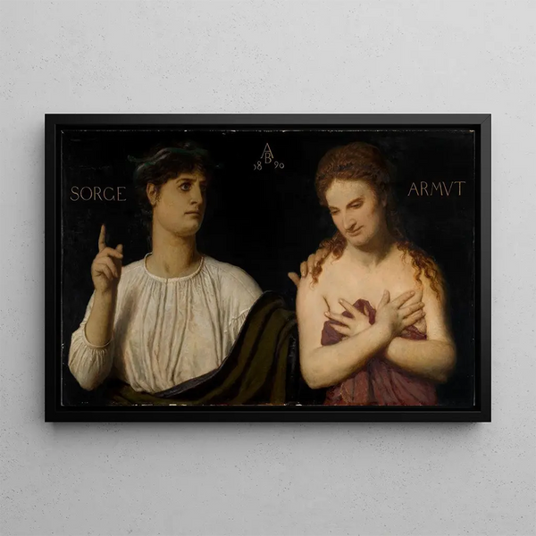 Poverty and Concern - Arnold Böcklin — framed artwork on a wall