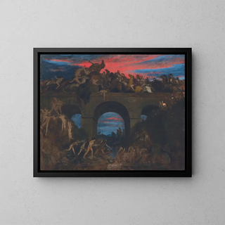 Battle on the Bridge - Arnold Böcklin — framed artwork on a wall