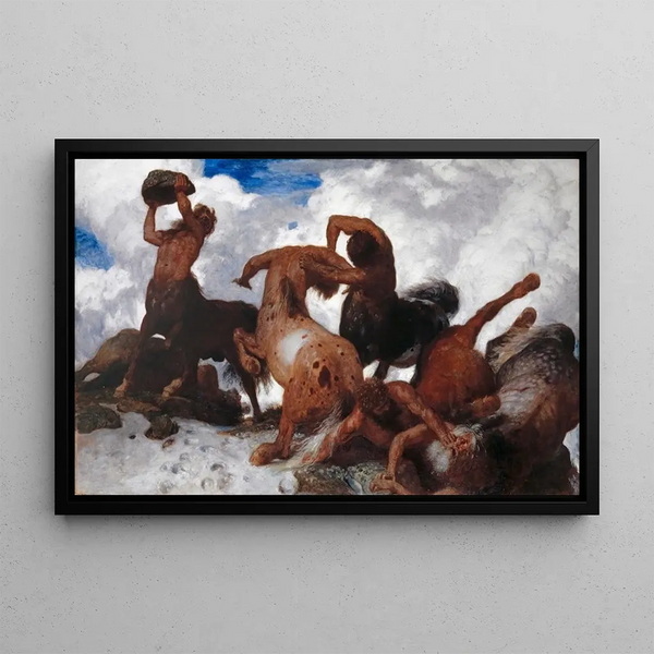 Battle of the Centaurs - Arnold Böcklin — framed artwork on a wall
