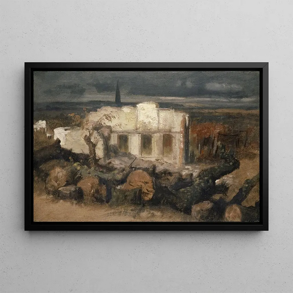 House destroyed near Kehl - Arnold Böcklin — framed artwork on a wall