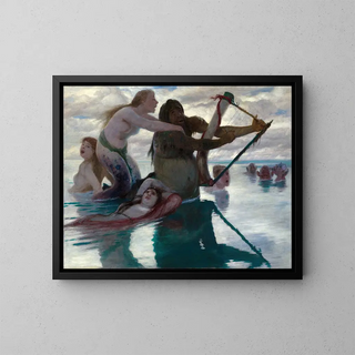 In the Sea - Arnold Böcklin — framed artwork on a wall