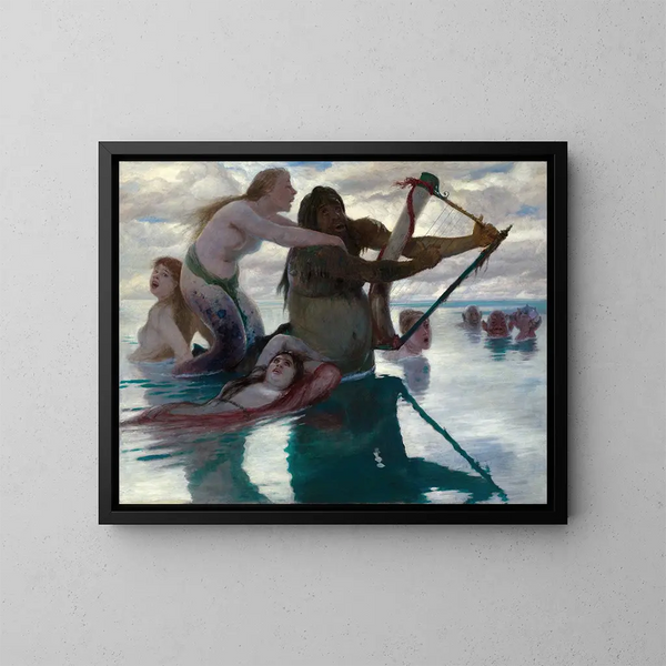 In the Sea - Arnold Böcklin — framed artwork on a wall