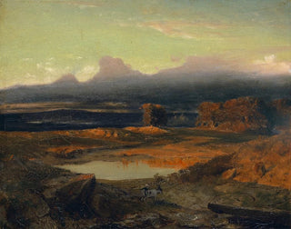 Landscape painting at sunset 1849 - Arnold Böcklin — artwork view