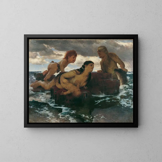 Marine idyll painting - Arnold Böcklin — framed artwork on a wall