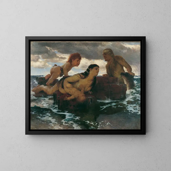 Marine idyll painting - Arnold Böcklin — framed artwork on a wall