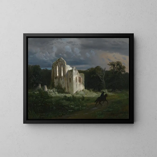 Night landscape with ruin - Arnold Böcklin — framed artwork on a wall
