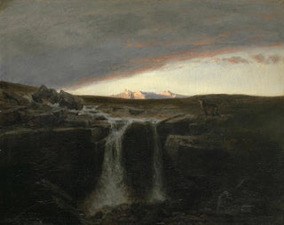 Mountain landscape painting with waterfall - Arnold Böcklin — artwork view