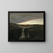 Mountain landscape painting with waterfall - Arnold Böcklin — framed artwork on a wall