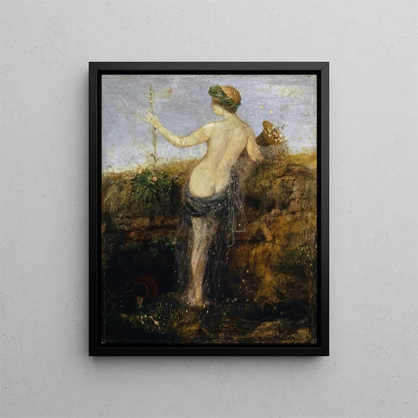 Nymph with the Cornucopia - Arnold Böcklin — framed artwork on a wall