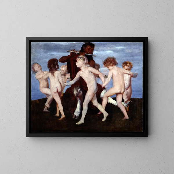 Pan dansant avec des enfants - Arnold Böcklin — framed artwork on a wall