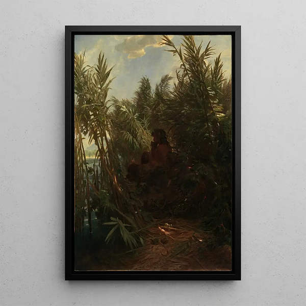 Pan dans le roseau - Arnold Böcklin — framed artwork on a wall