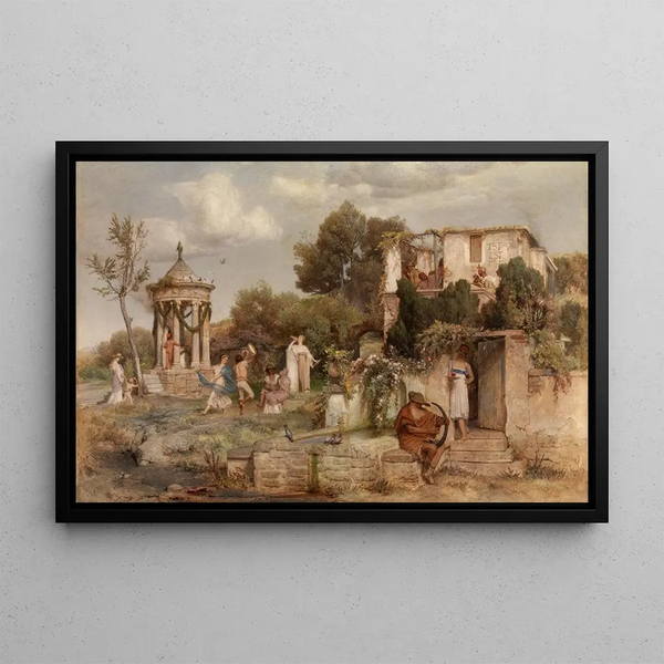 Roman Tavern Painting - Arnold Böcklin — framed artwork on a wall
