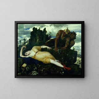 Diane endormie surveillée par deux faunes - Arnold Böcklin — framed artwork on a wall