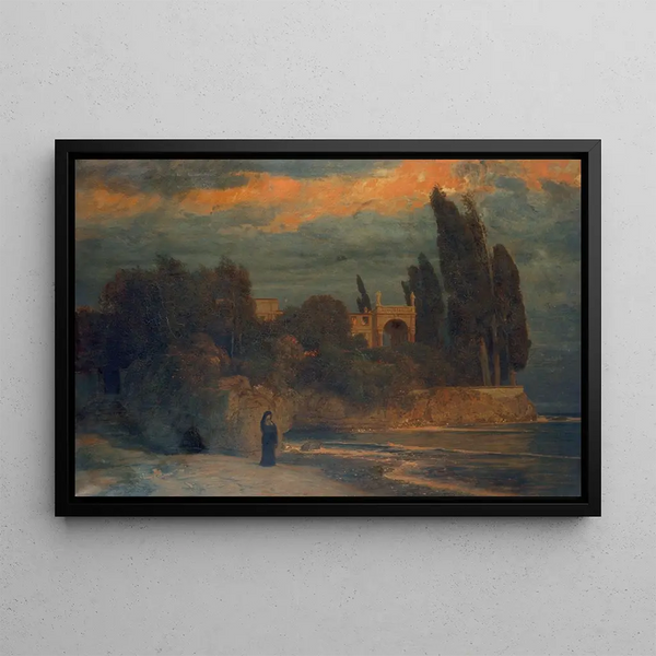 Villa by the Sea - Arnold Böcklin — framed artwork on a wall