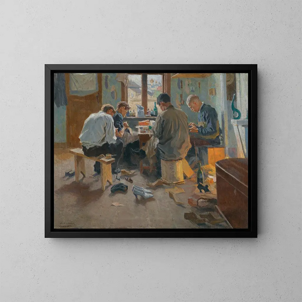 Les cordonniers - Arnold Borisovich Lakhovsky — framed artwork on a wall