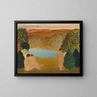 Nude in a landscape - Arnold Friedman — framed artwork on a wall