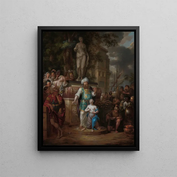 Sacrifice d'Iphigénie - Arnold Houbraken — framed artwork on a wall