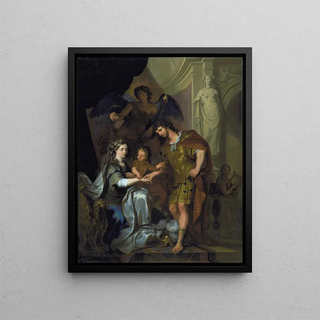 The marriage of Alexander and Roxane - Arnold Houbraken — framed artwork on a wall