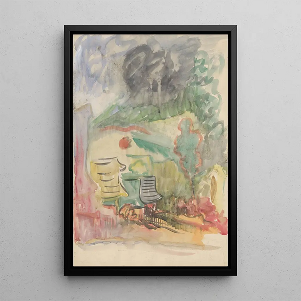 Village motif painting - Arnold Peter Weisz-Kubínčan — framed artwork on a wall