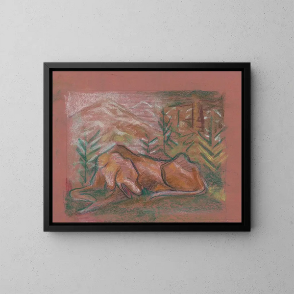 Dog in the woods - Arnold Peter Weisz-Kubínčan — framed artwork on a wall