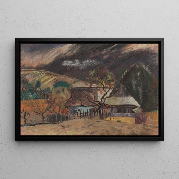 House solitaire painting - Arnold Peter Weisz-Kubínčan — framed artwork on a wall