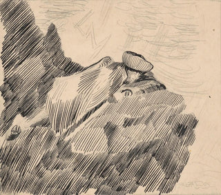 a man lying on a rock - Arnold Peter Weisz-Kubínčan — artwork view