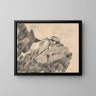 a man lying on a rock - Arnold Peter Weisz-Kubínčan — framed artwork on a wall