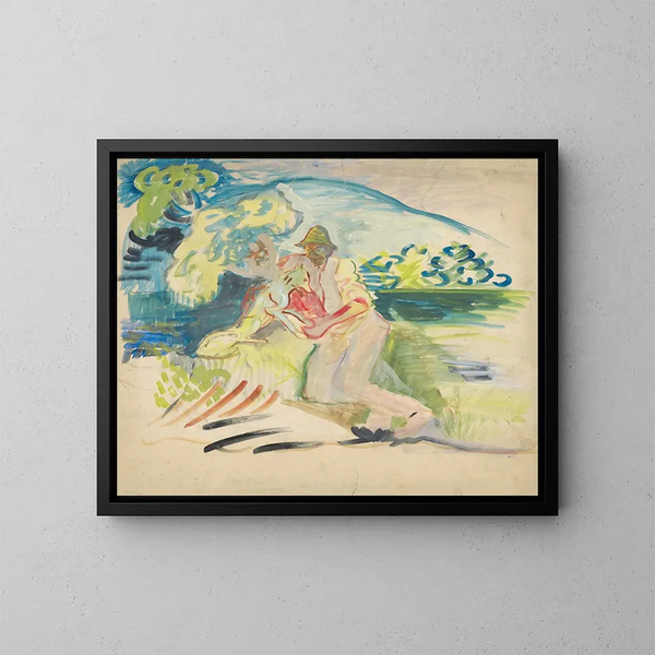 Man with a dog - Arnold Peter Weisz-Kubínčan — framed artwork on a wall