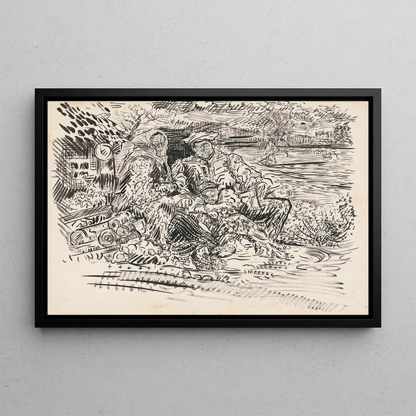 Family Poor - Arnold Peter Weisz-Kubínčan — framed artwork on a wall