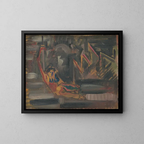 Woman lying down - Arnold Peter Weisz-Kubínčan — framed artwork on a wall