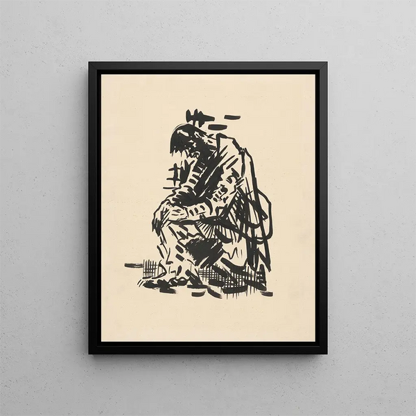a tired seated man - Arnold Peter Weisz-Kubínčan — framed artwork on a wall