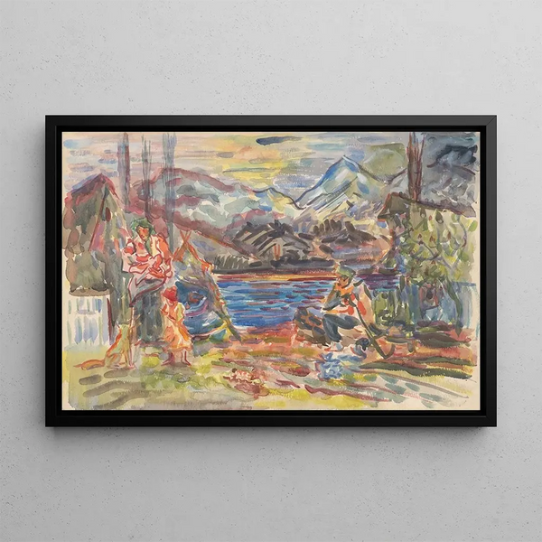 Family Slovak painting - Arnold Peter Weisz-Kubínčan — framed artwork on a wall
