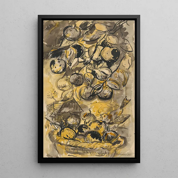 Still life with apples - Arnold Peter Weisz-Kubínčan — framed artwork on a wall