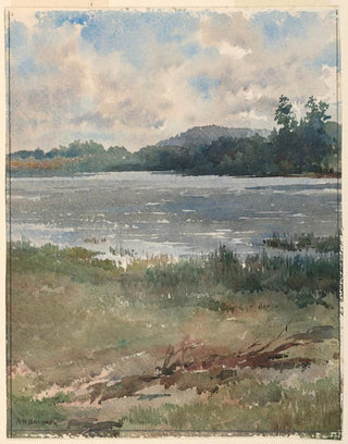 Landscape painting by the lake - Arnold William Brunner — artwork view