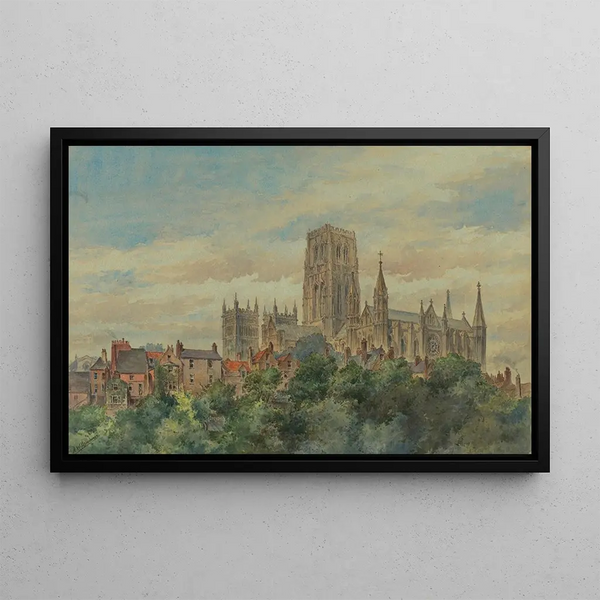 View of Durham Cathedral - Arnold William Brunner — framed artwork on a wall