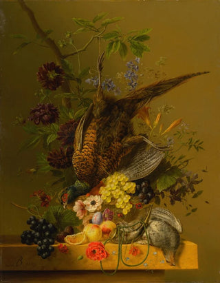 Still life with a pheasant and fruits - Arnoldus Bloemers — artwork view