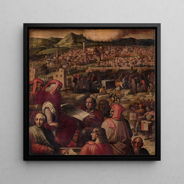 Arnolfo montre le plan d'agrandissement de Florence - Giorgio Vasari — framed artwork on a wall