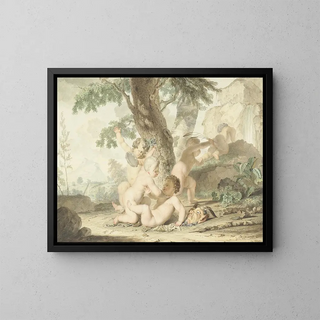 Young naked boys playing - Arnout Rentinck — framed artwork on a wall