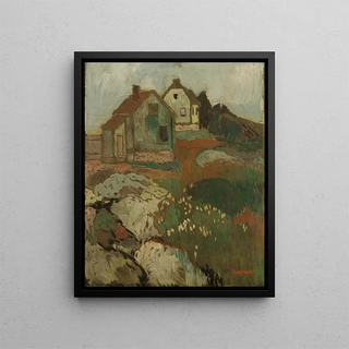 Landscape with Houses - Arnulf Øverland — framed artwork on a wall