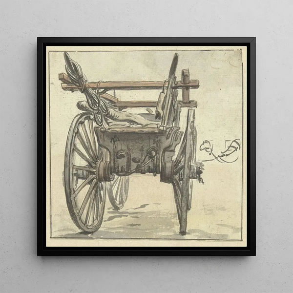 a four-wheeled cart back - Simon Andreas Krausz — framed artwork on a wall