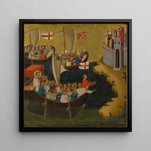 Arrival of Saint Ursula in Cologne - Bernardo Daddi — framed artwork on a wall