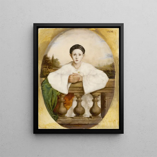 Portrait of the mime Jean-Baptiste Deburau aka Baptiste 1796-1846 - Arsène Trouvé — framed artwork on a wall